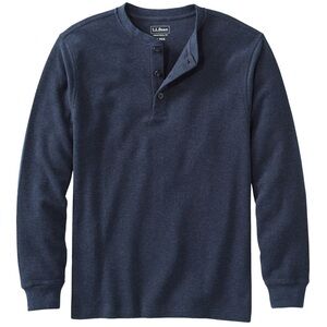 LL Bean men’s Unshrinkable Mini-Waffle Henley Long-Sleeve navy blue large